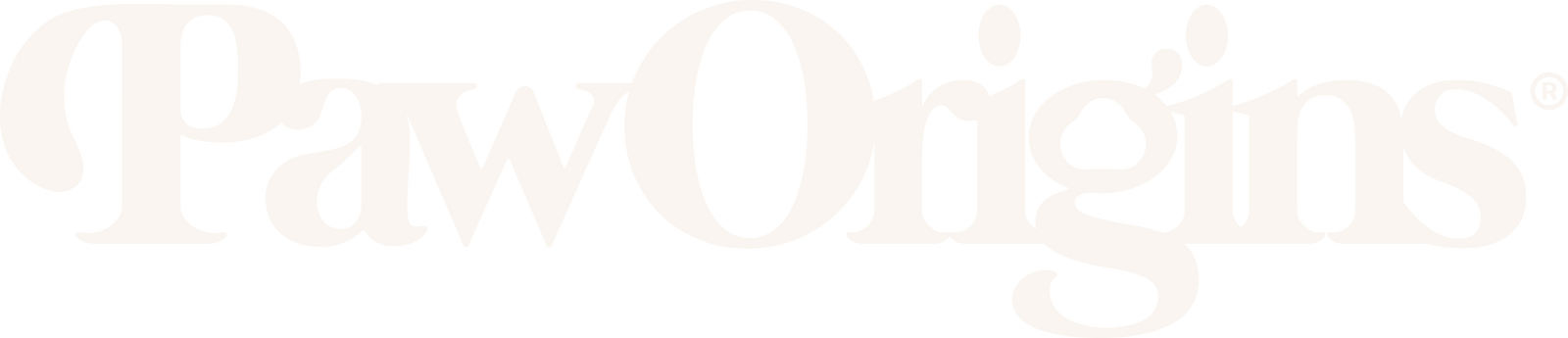 'Paw Origins' white logo on transparent background.