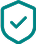 A green shield outline with a check mark in the center, symbolizing security, protection, or verification.